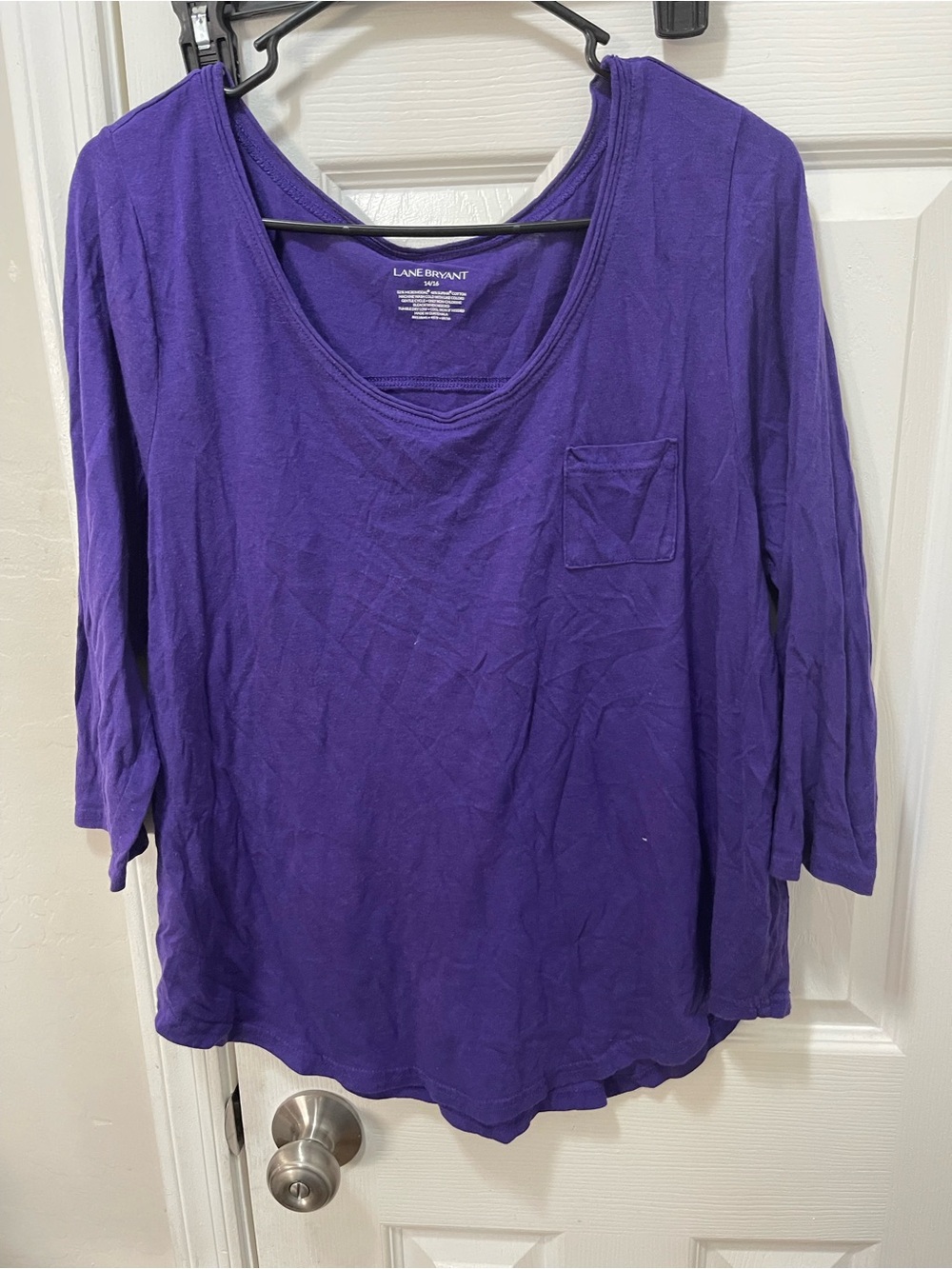 Lane Bryant Deep Purple Scoop Neck Pocket Tee